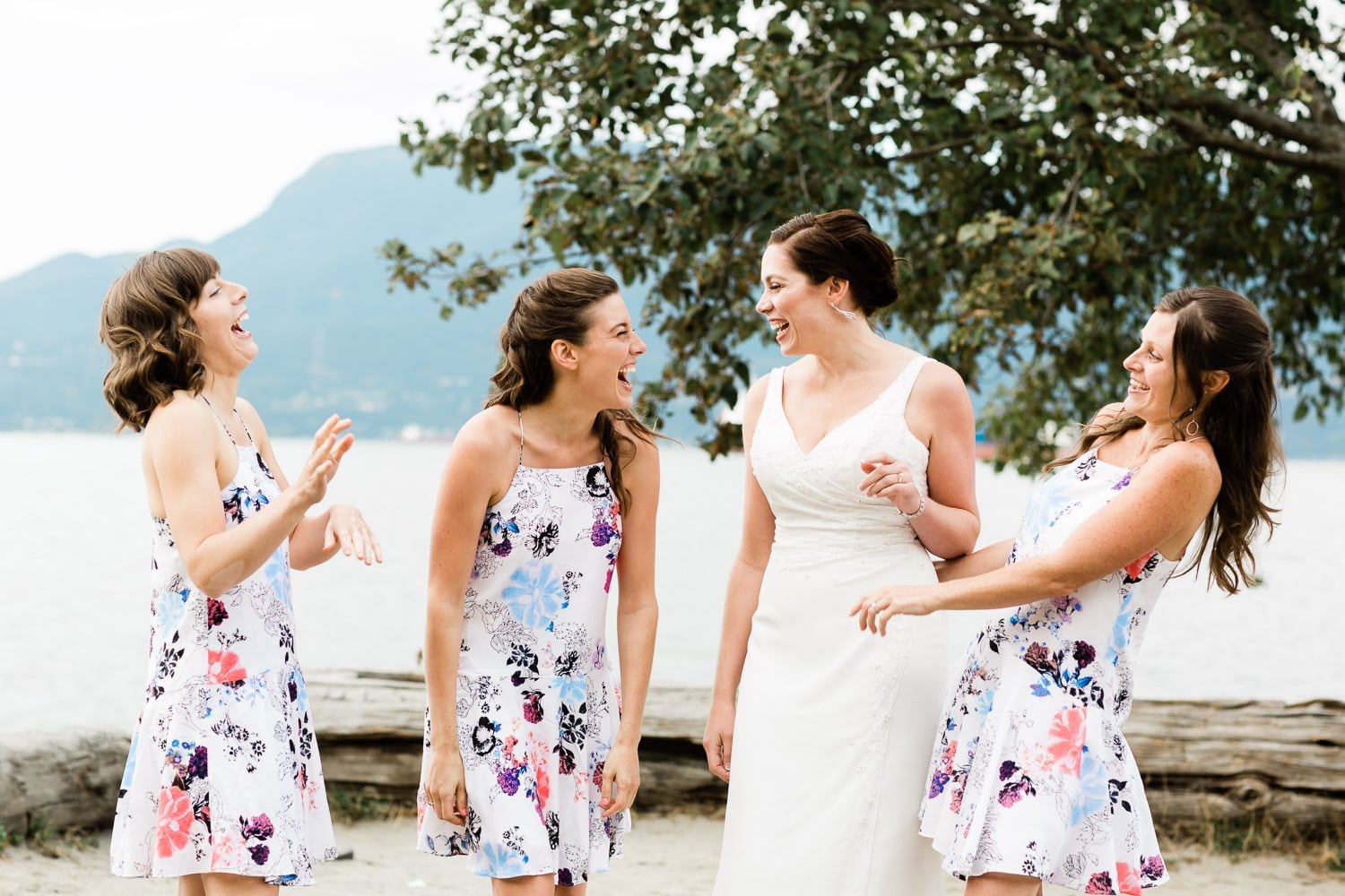 Bride and her brides mates, Wedding ceremony on Spanish banks | Vancouver wedding photographer, Spanish Banks Wedding