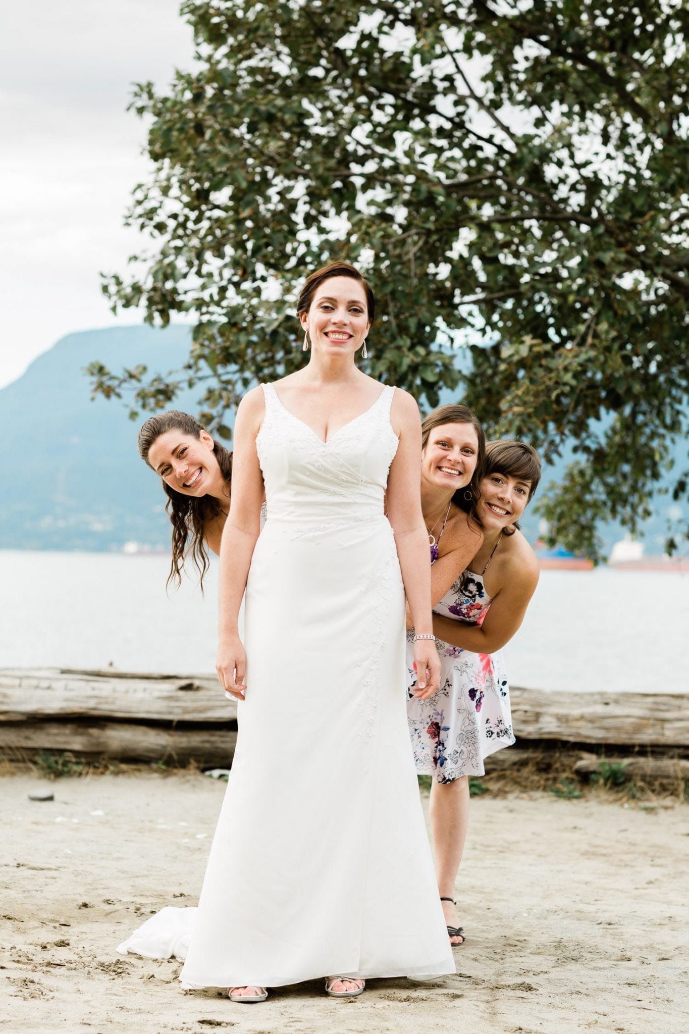 Bride and her brides mates, Wedding ceremony on Spanish banks | Vancouver wedding photographer