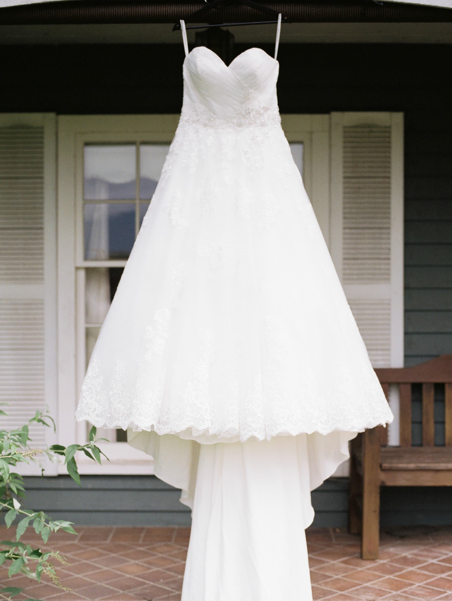 Wedding dress hanging, Fuji400h | Vancouver wedding photographer
