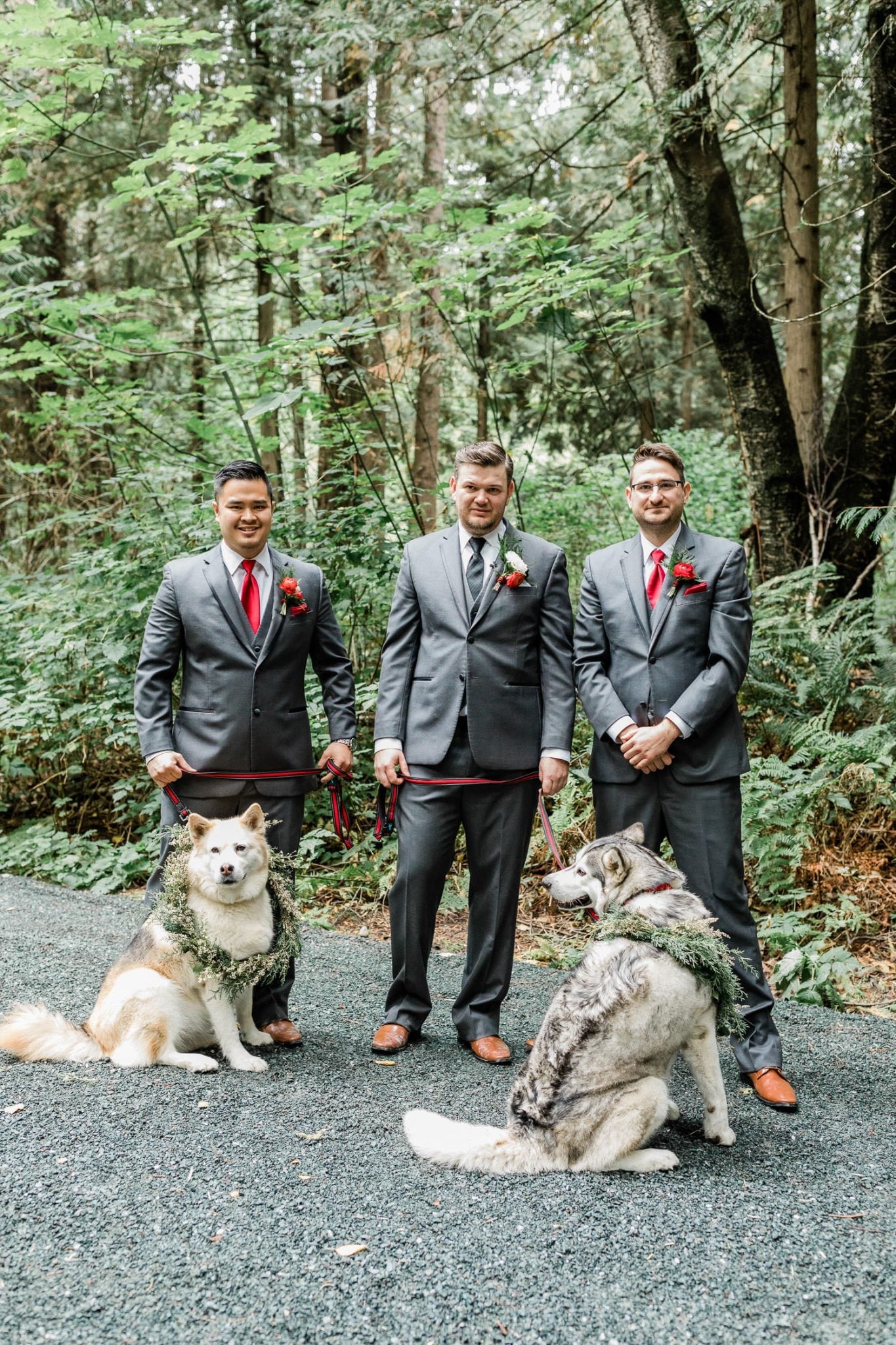 Groomsmen before the ceremony with dogs | Vancouver wedding photographer