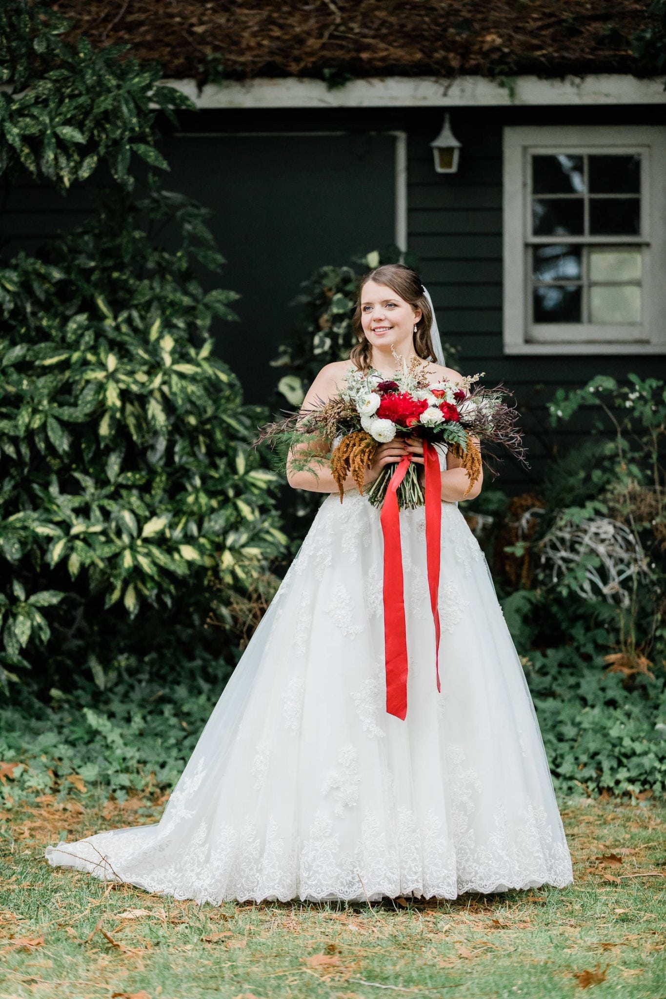 Rustic backyard wedding picture with bride | Vancouver wedding photographer