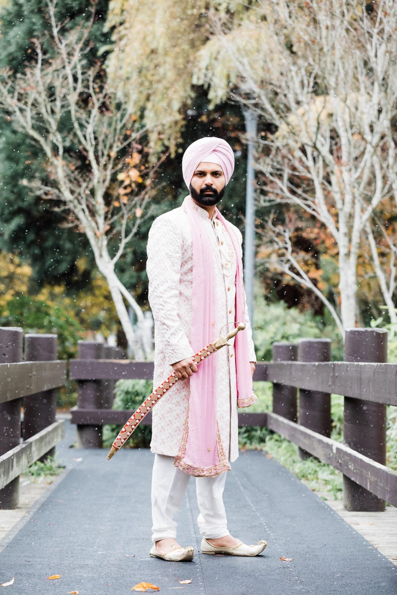 Indian groom portrait in Minoru park, Richmond | Vancouver Indian Wedding Photographer