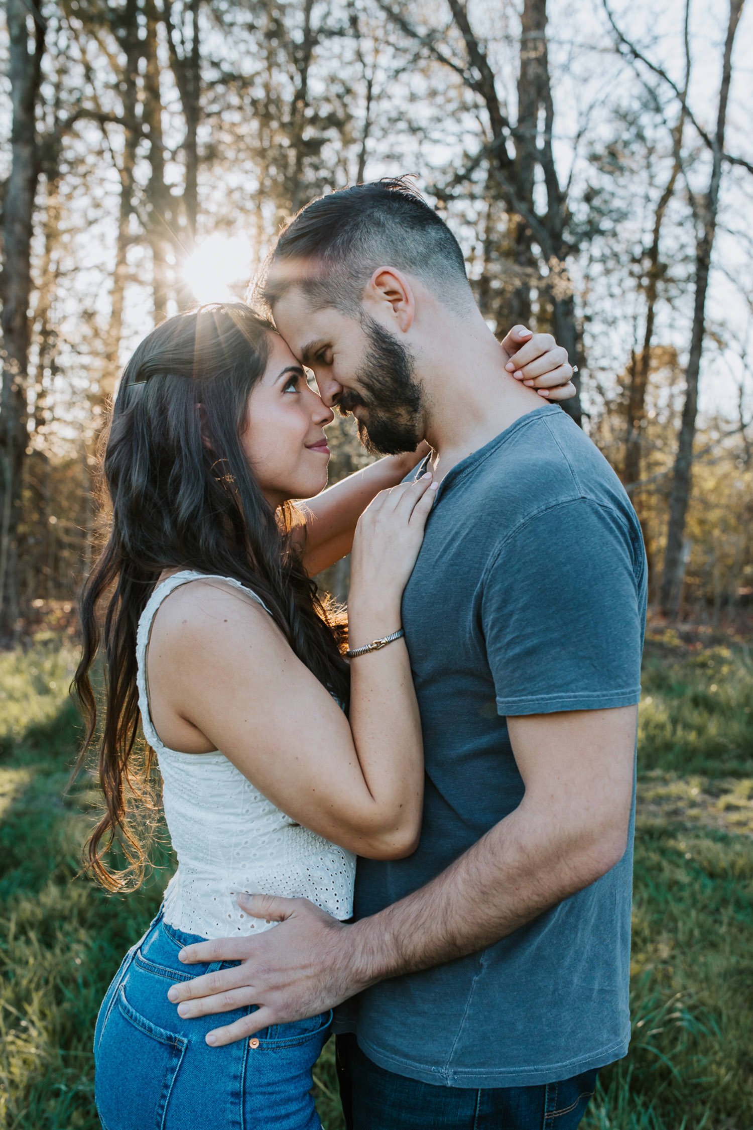 couple hugging during photoshoot